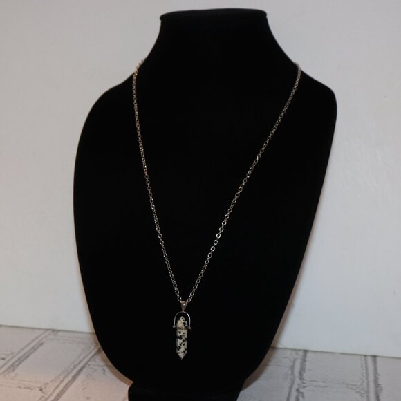 Beautiful silver and dalmatian jasper necklace natural stone 29-33" - Picture 4 of 5